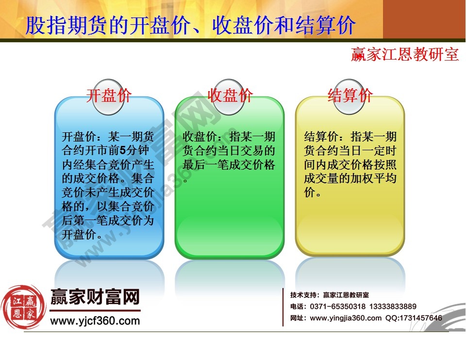 股指期貨的開(kāi)盤(pán)價(jià)、收盤(pán)價(jià)和結(jié)算價(jià)
